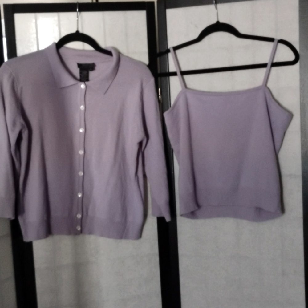 BCBG-Cashmere matching set Cardigan and tank top- Size L